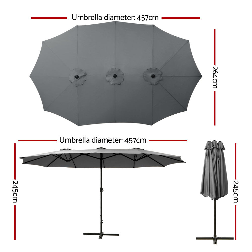 Instahut Outdoor Umbrella 4.57M - Charcoal