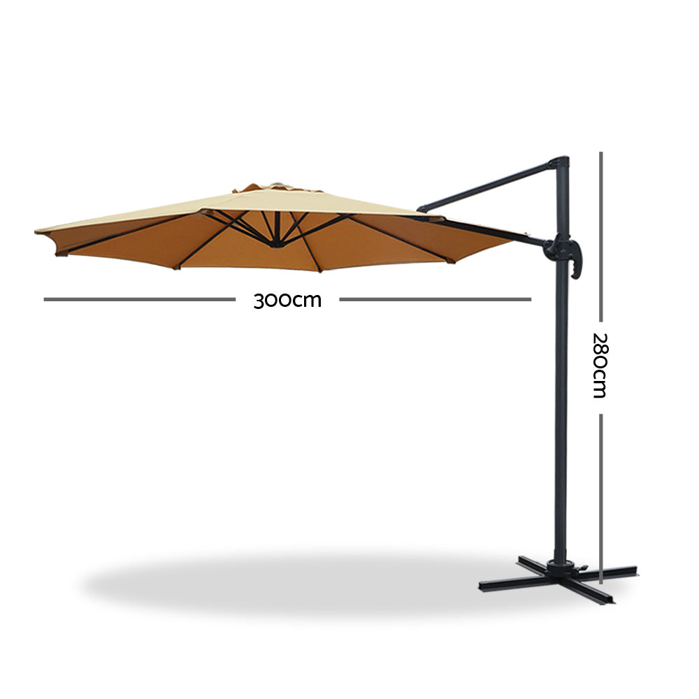 Instahut Outdoor Umbrella 3M Beige