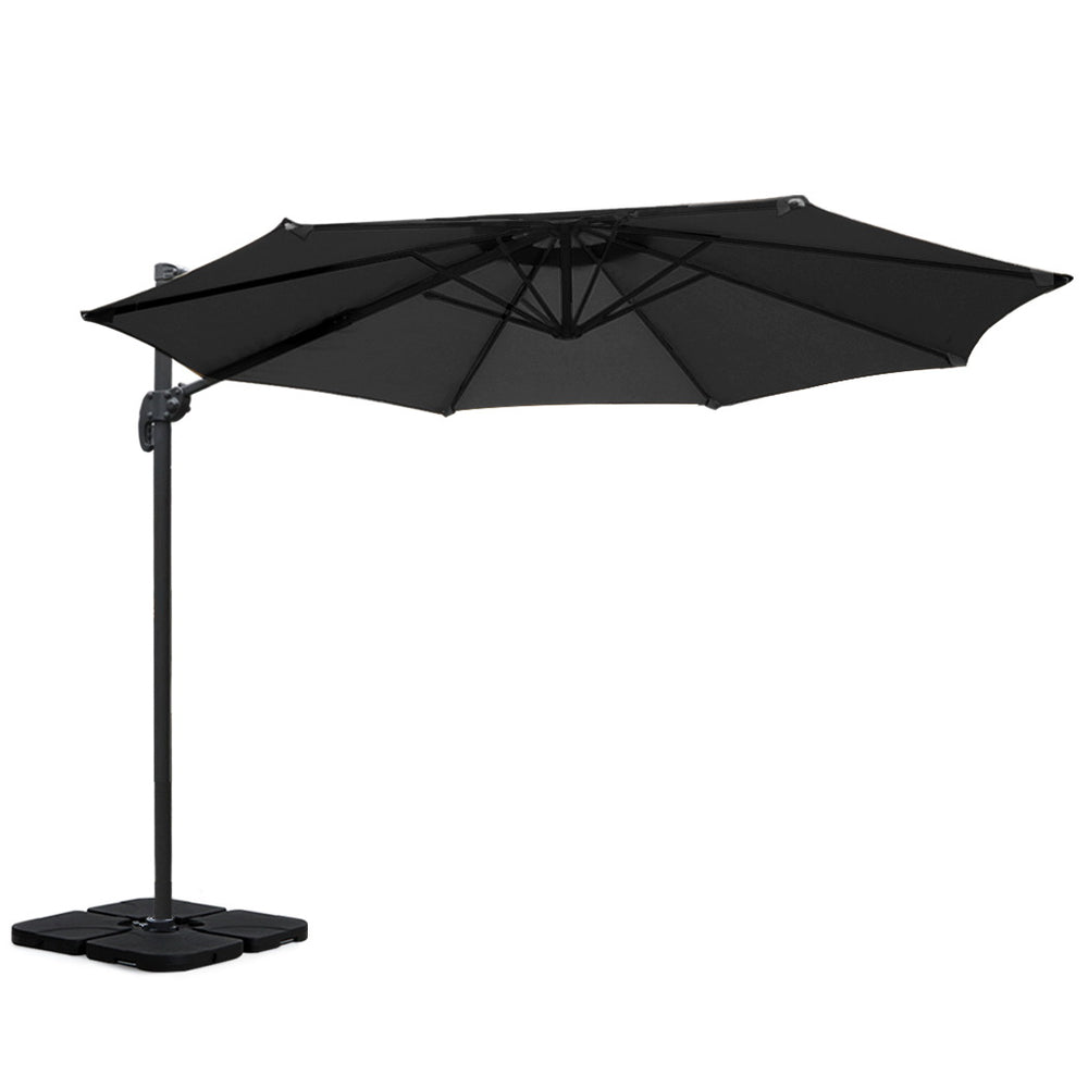 Instahut Outdoor Umbrella 3M with 50CM Base - Black