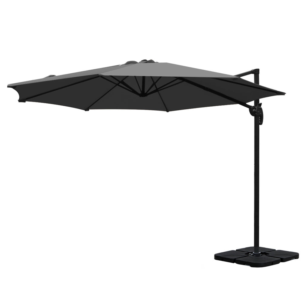 Instahut Outdoor Umbrella 3M with 50CM Base - Charcoal