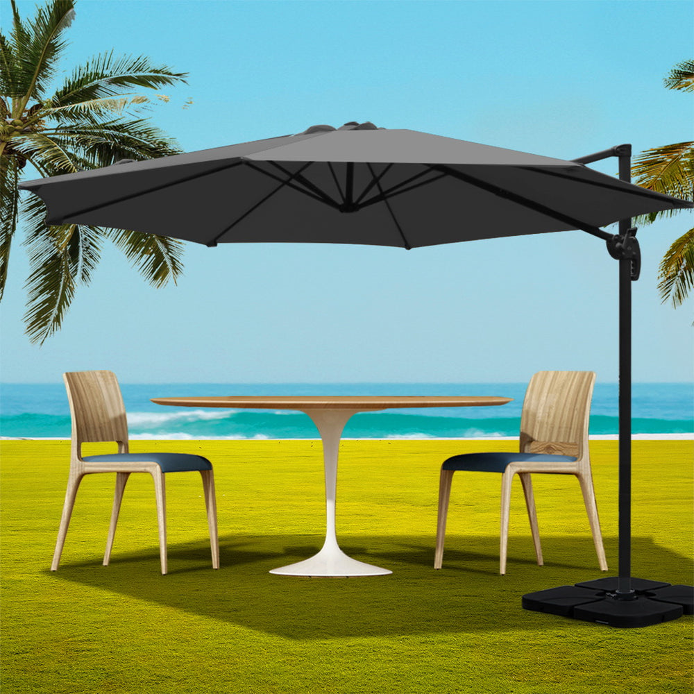 Instahut Outdoor Umbrella 3M with 50CM Base - Charcoal