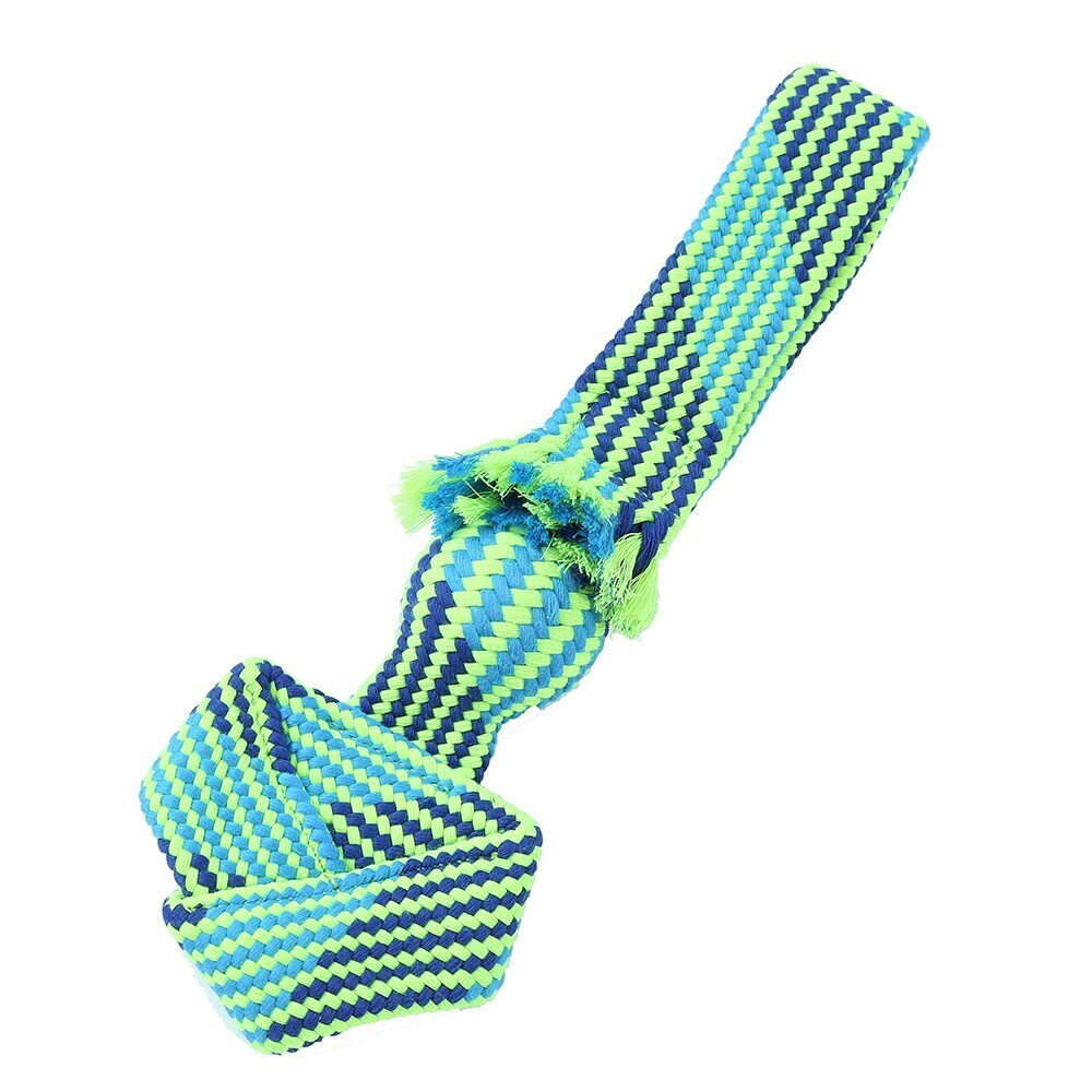 Paws &amp; Claws Tug-Of-War Rope Tugger W/ Squeaky Ball 35cm Blue/Green