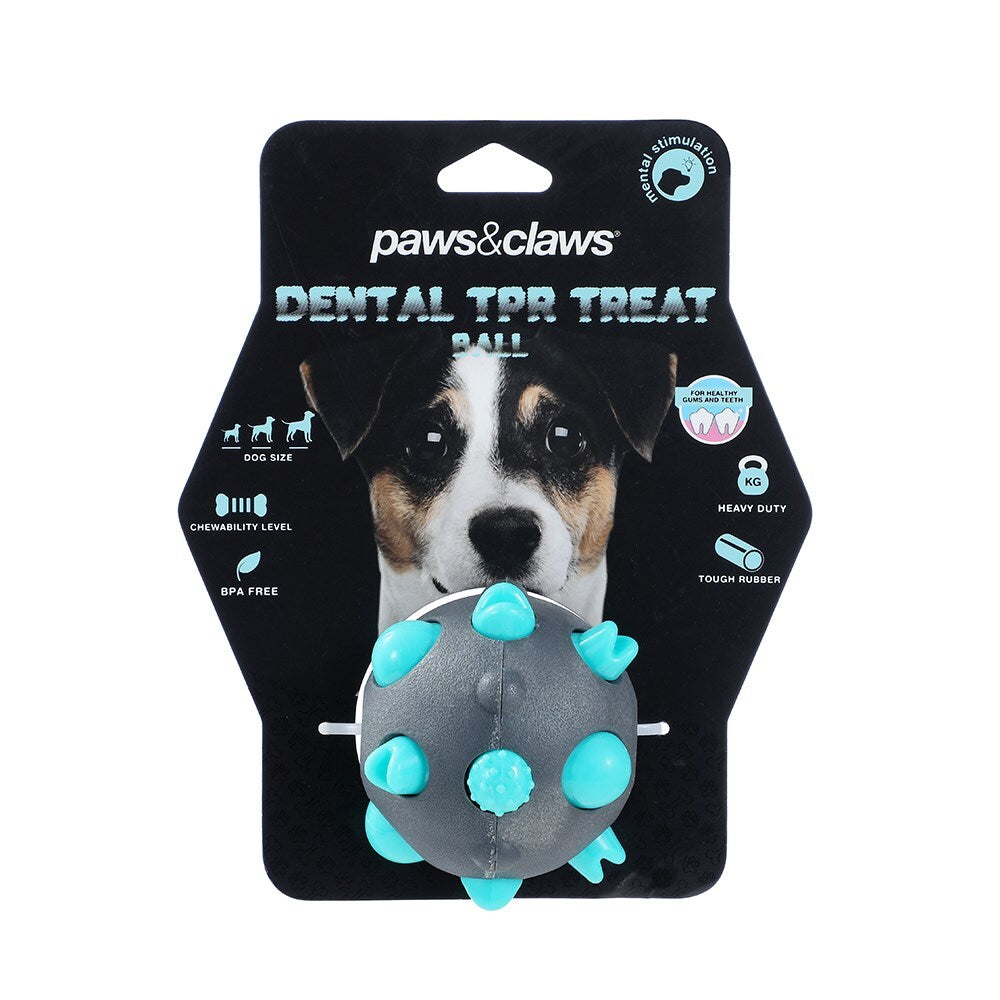 Paws And Claws 8cm Rubber Treat Ball Dental Dog/Pet Toy