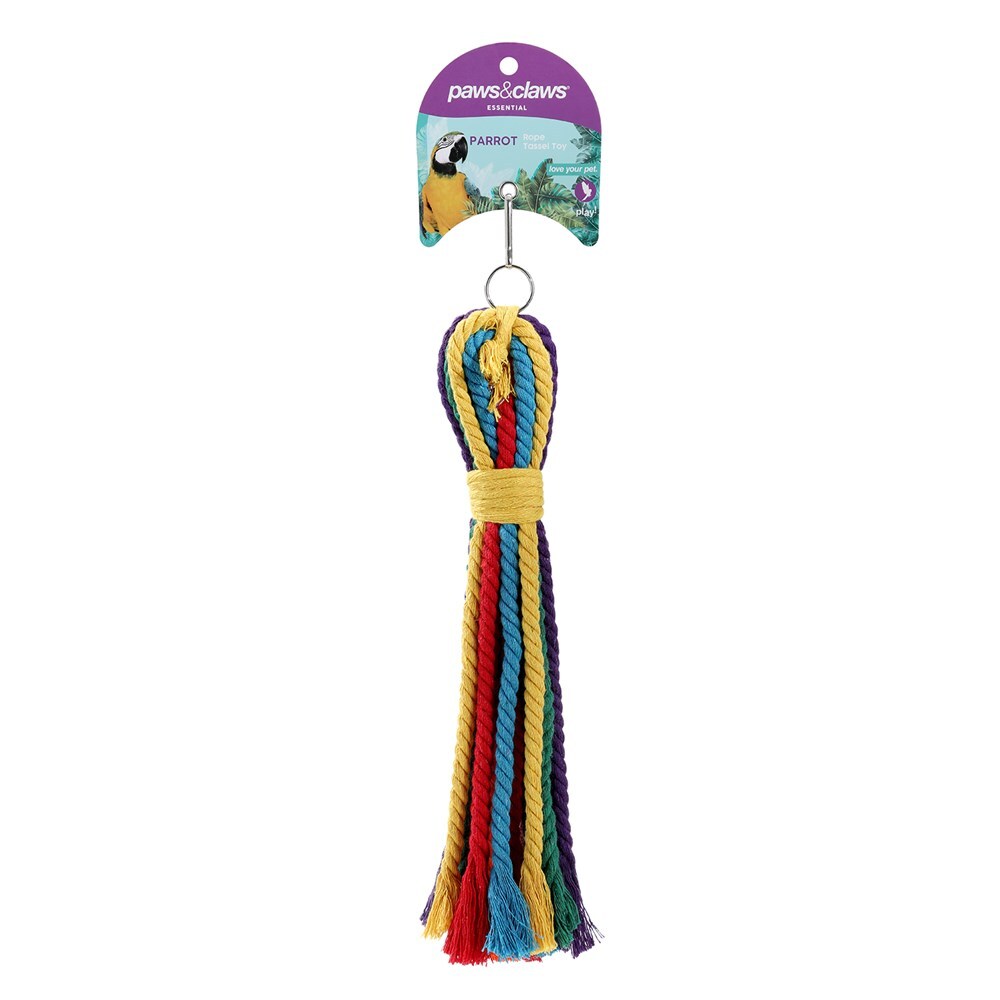 Paws And Claws Parrot Rope Tassel Toy 30X5Cm