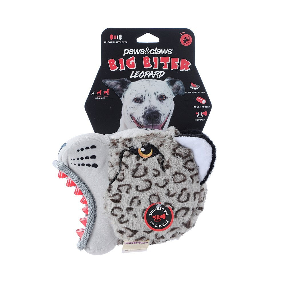 Paws &amp; Claws 18cm Pet/Dog Toy Big Biter Leopard TPR/Plush Pet Toy w/ Squeaker