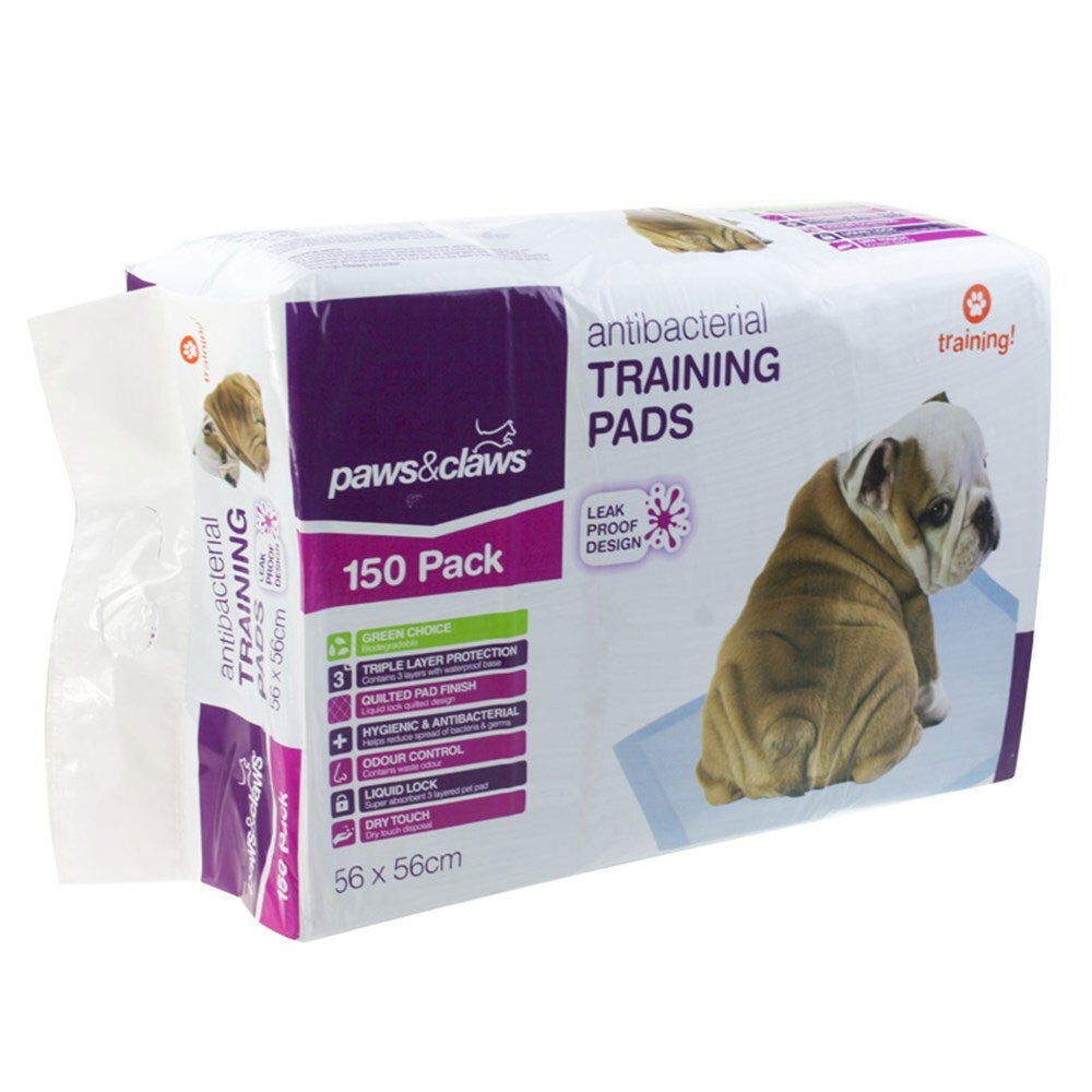 150pc Paws &amp; Claws Antibacterial Training Pads