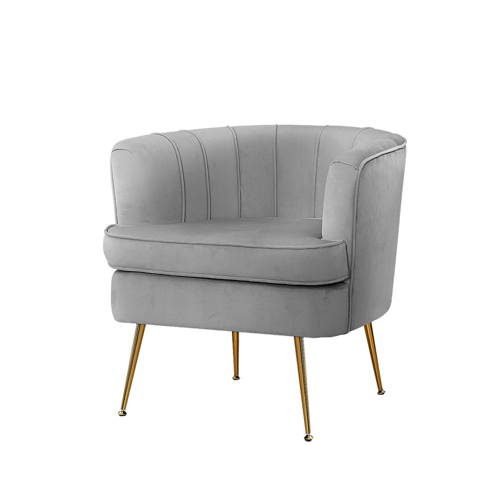 Artiss Velvet Accent Armchair Grey