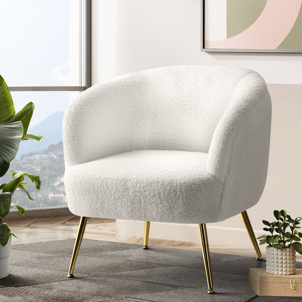 Artiss Sherpa Accent Armchair White