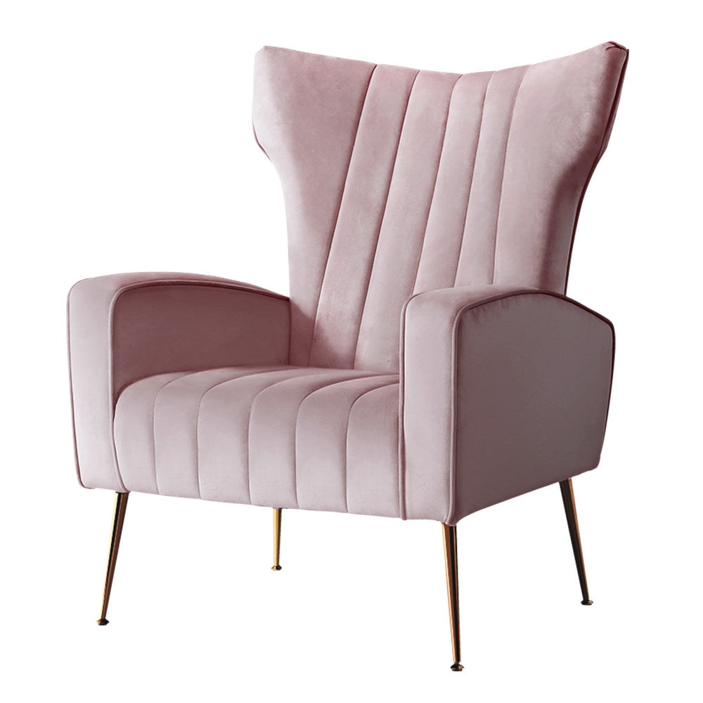 Artiss Velvet Accent Armchair Pink