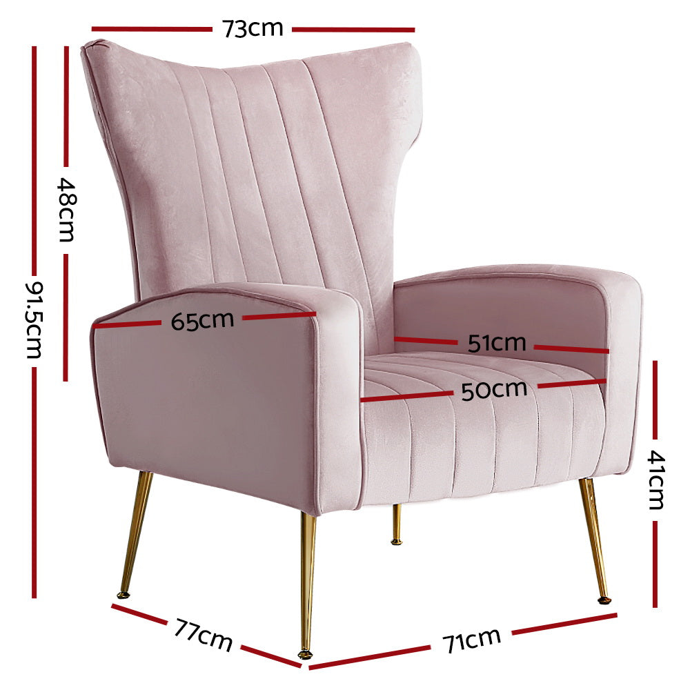 Artiss Velvet Accent Armchair Pink