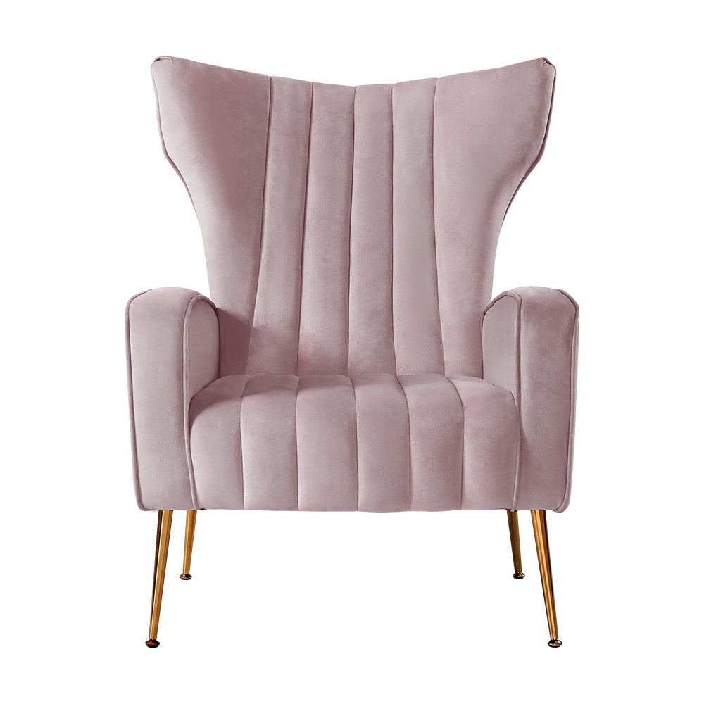 Artiss Velvet Accent Armchair Pink