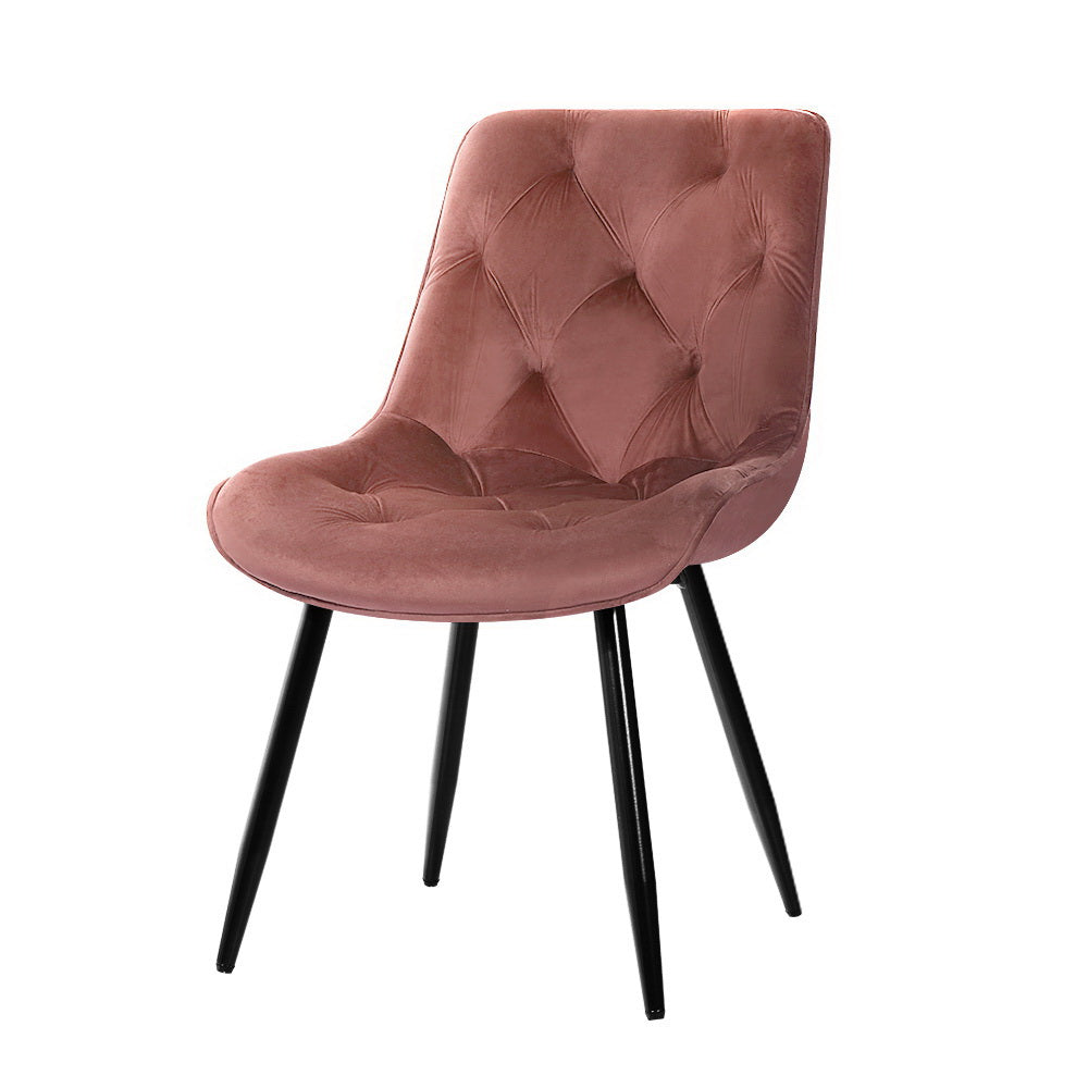 Artiss 2x Starlyn Velvet Dining Chairs Pink