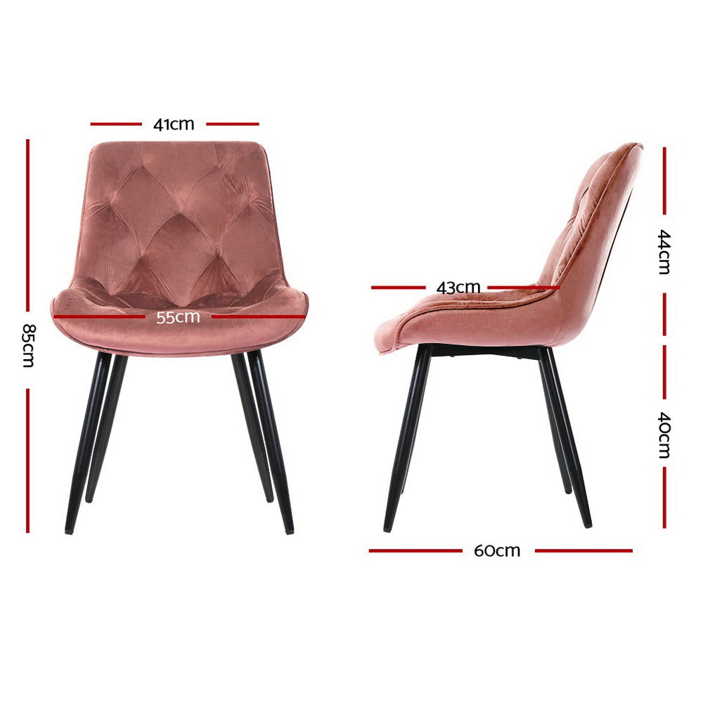 Artiss 2x Starlyn Velvet Dining Chairs Pink