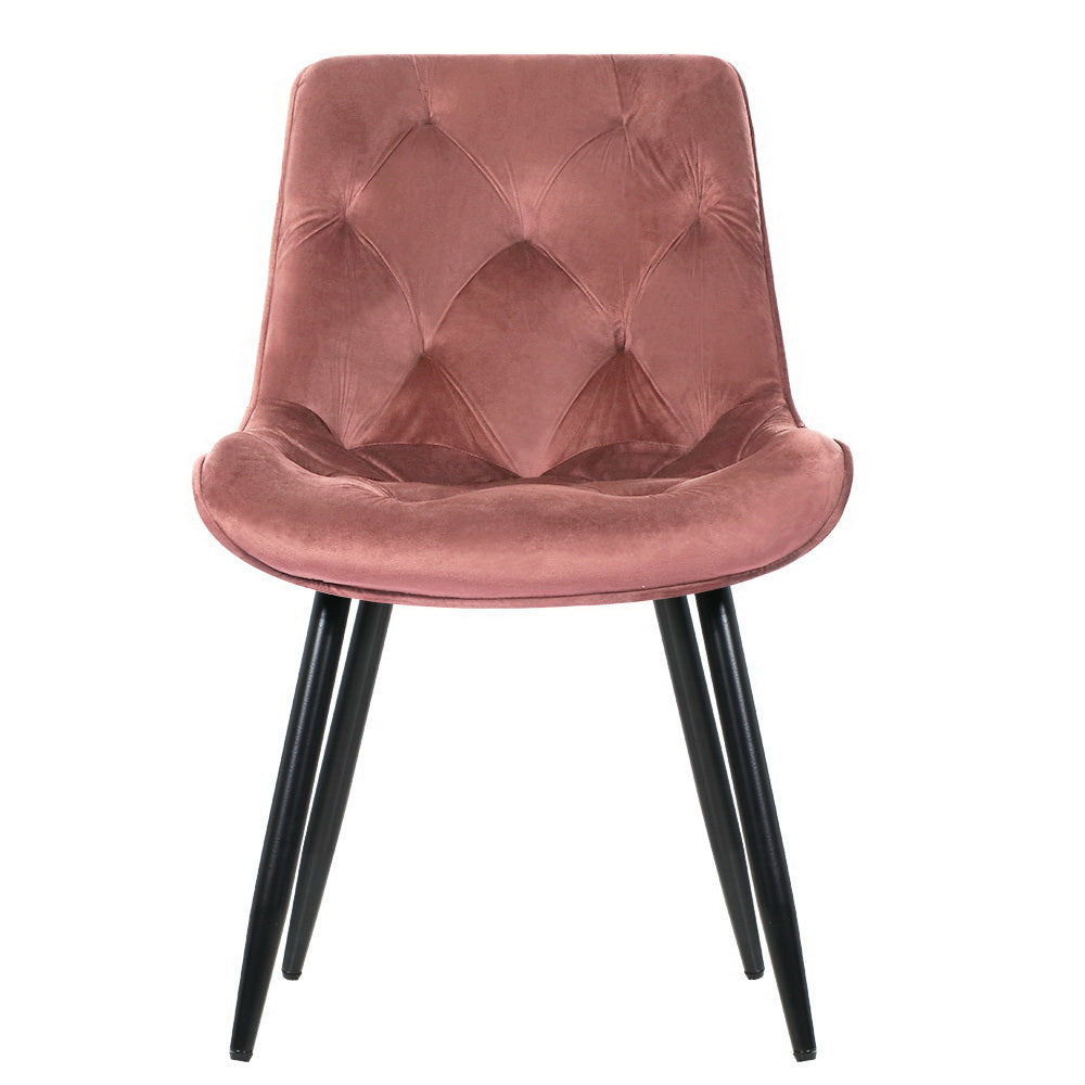 Artiss 2x Starlyn Velvet Dining Chairs Pink