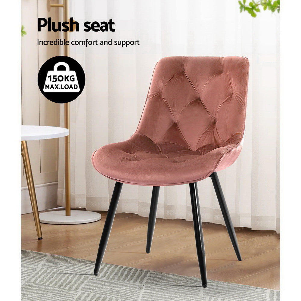 Artiss 2x Starlyn Velvet Dining Chairs Pink