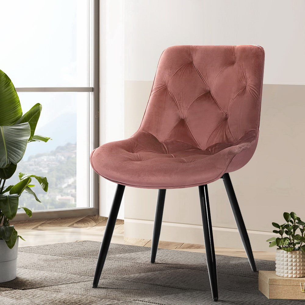 Artiss 2x Starlyn Velvet Dining Chairs Pink