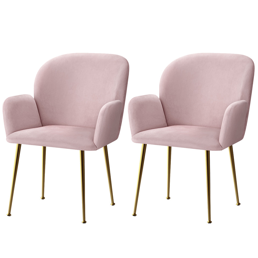 Artiss 2x Kynsee Velvet Dining Chairs Pink