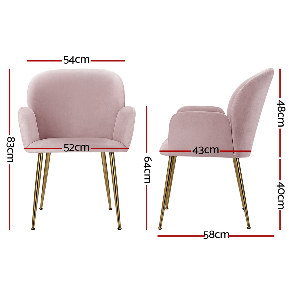 Artiss 2x Kynsee Velvet Dining Chairs Pink