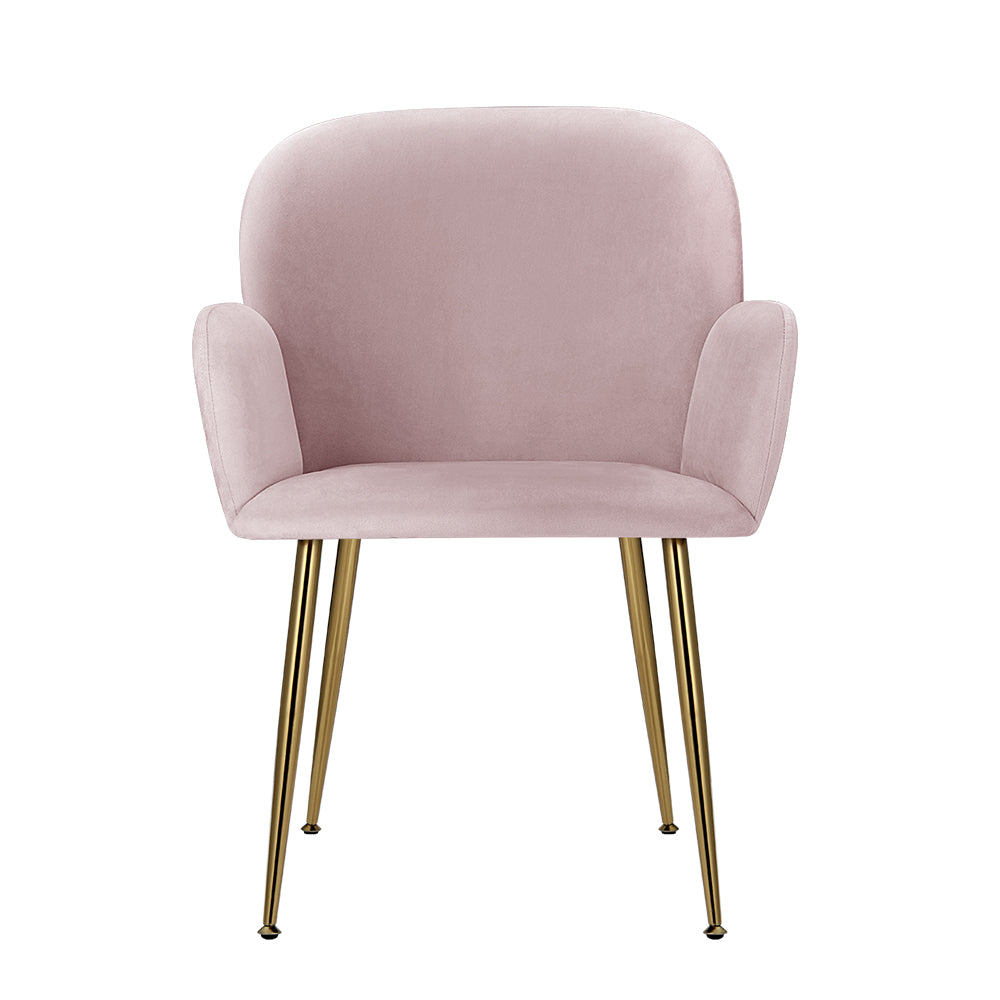 Artiss 2x Kynsee Velvet Dining Chairs Pink