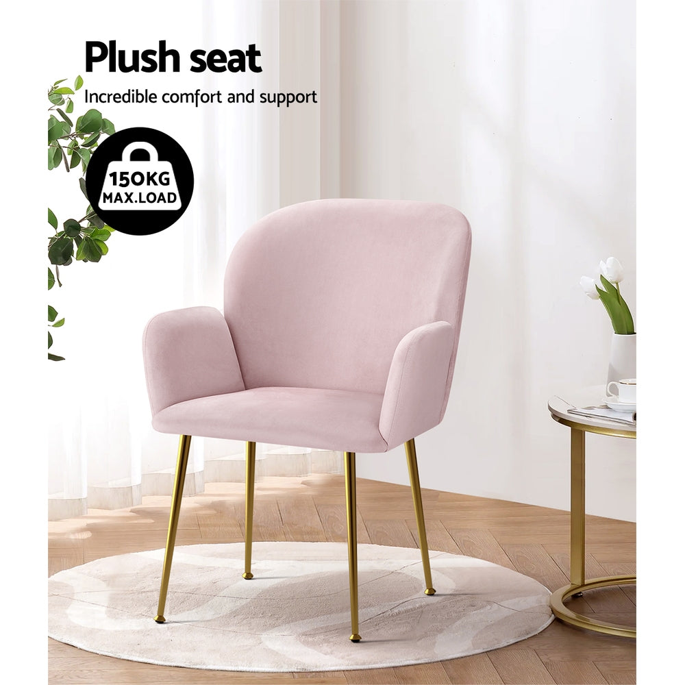 Artiss 2x Kynsee Velvet Dining Chairs Pink