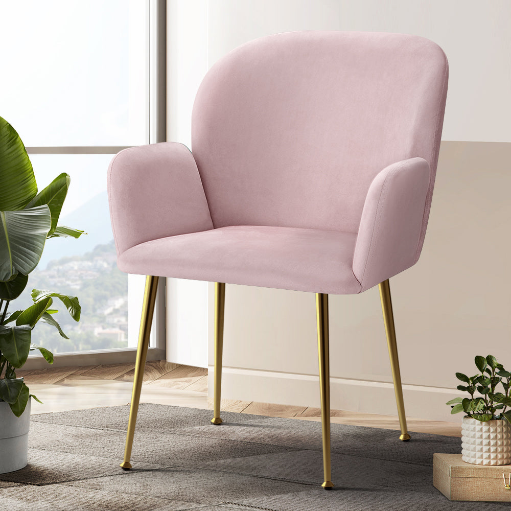 Artiss 2x Kynsee Velvet Dining Chairs Pink