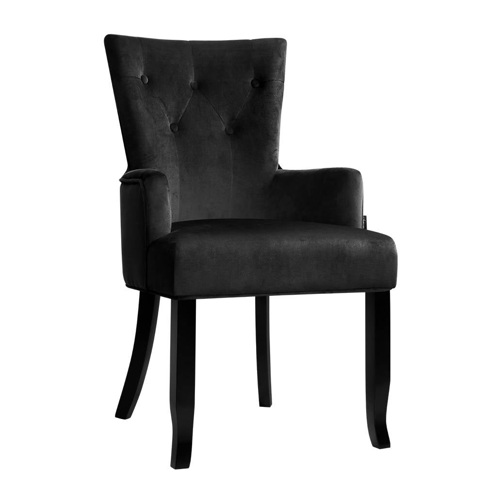 Artiss Velvet Cayes Dining Chair Black