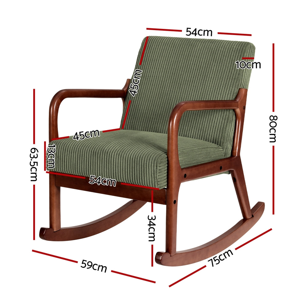 Artiss Rocking Armchair Corduroy - Green