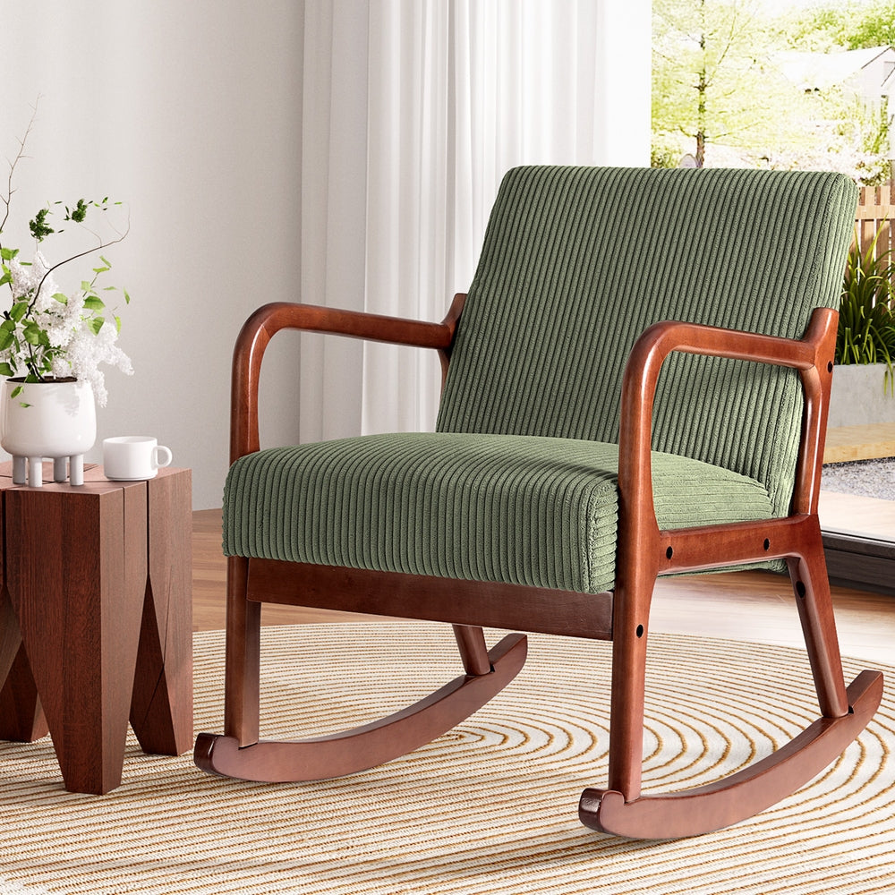 Artiss Rocking Armchair Corduroy - Green