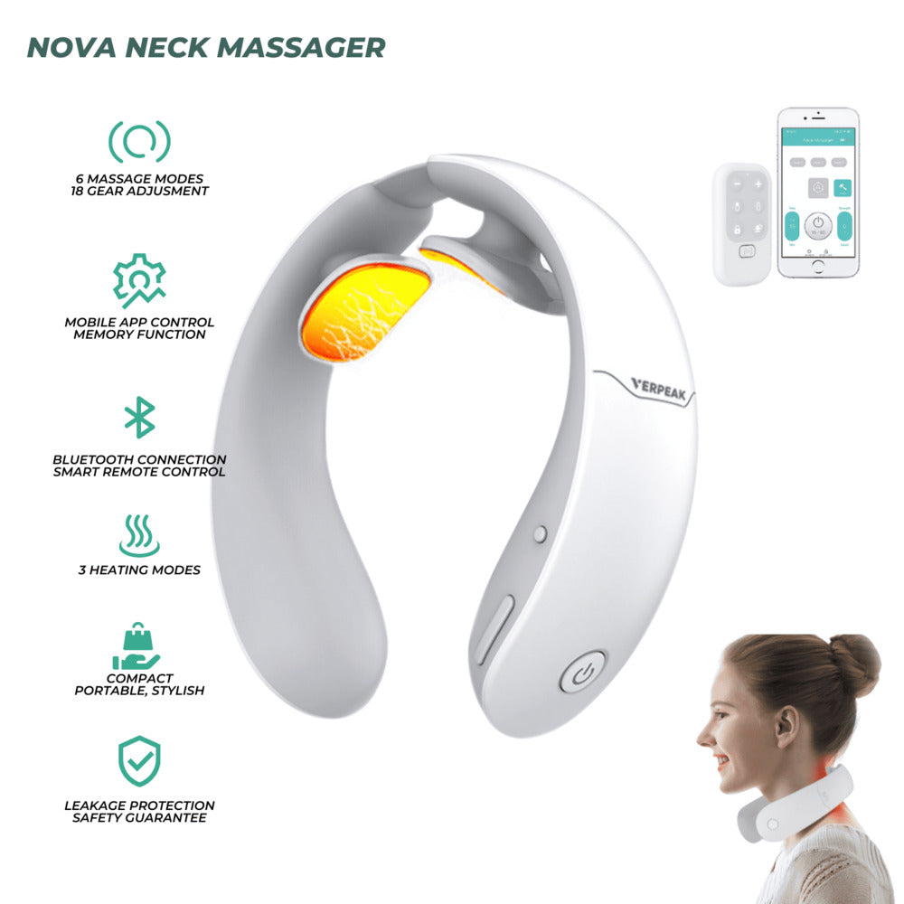 VERPEAK Deep Tissue Neck Massager with Heat - White