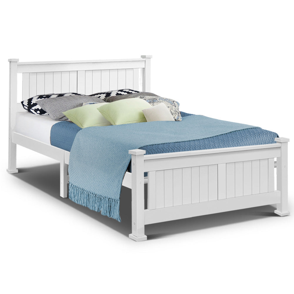 Artiss Wooden Bed Frame Double White