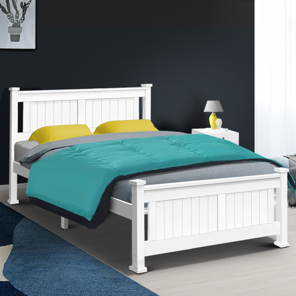 Artiss Wooden Bed Frame Double White