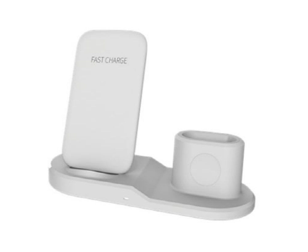10W 3-in-1 Fast Charge Triple Wireless Charger Stand for Apple (Square) White