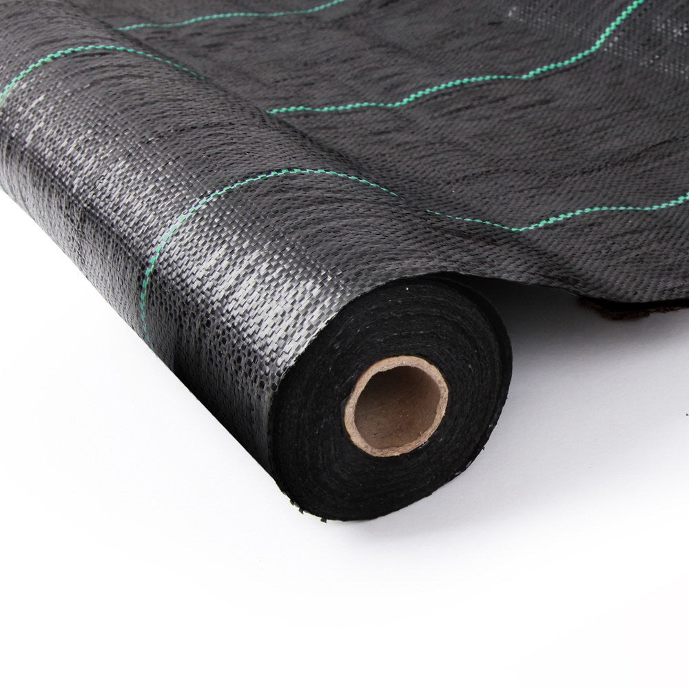Instahut 0.9x10M Wooven Fabric Weedmat - Black