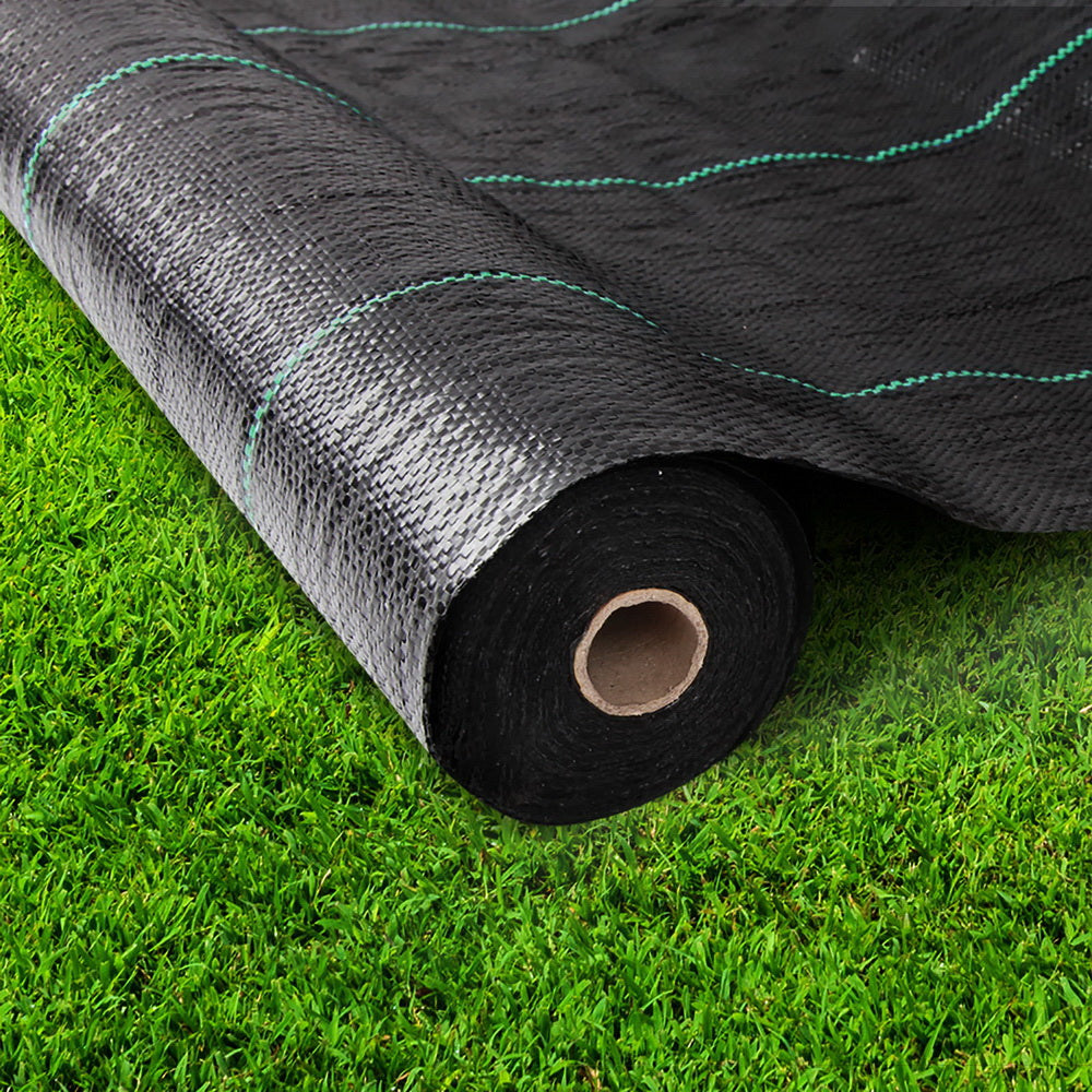 Instahut 0.9x10M Wooven Fabric Weedmat - Black