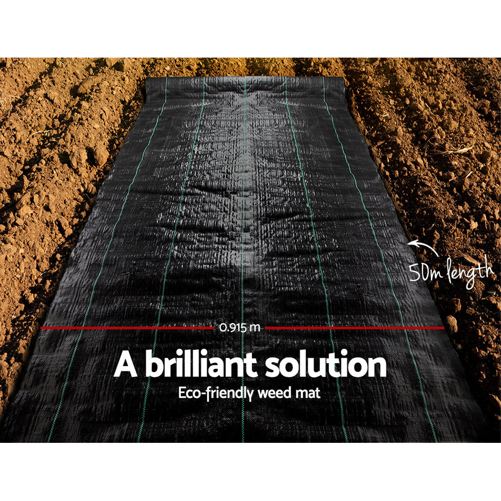 Instahut 0.915 x 50M Weed Control Mat - Black