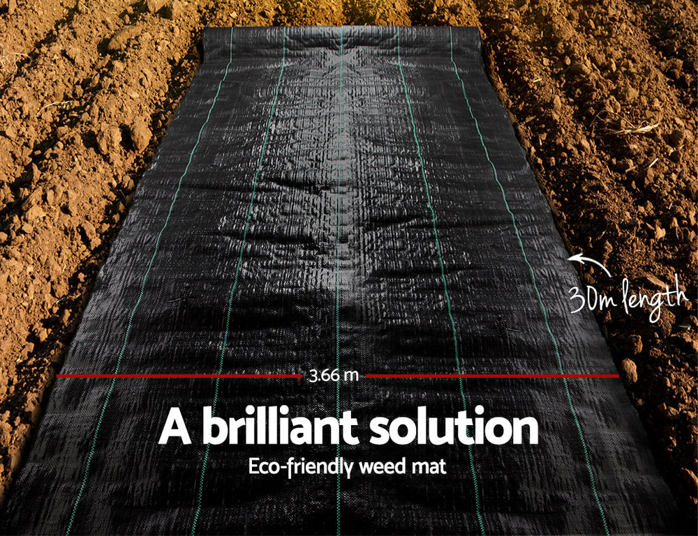 Instahut 3.66 x 30M Weed Control Mat - Black