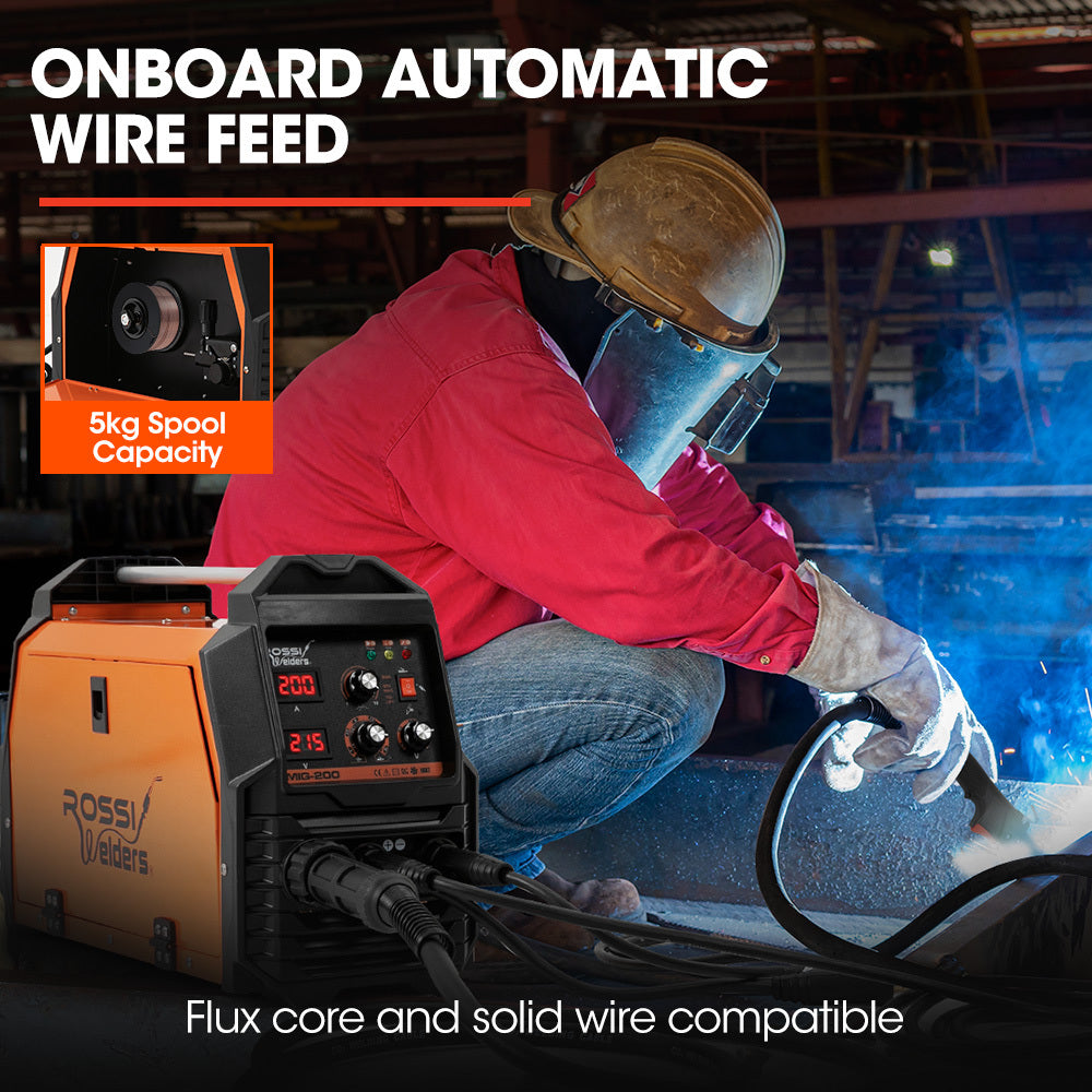 ROSSI 200A MIG/MAG/MMA/ARC/TIG Multi-Purpose Welder MIG-200, Flux/Solid Wire/CO2 Or Argon Gas