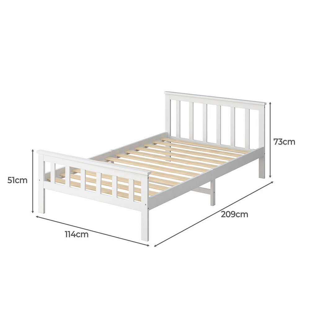 Levede Wooden Bed Frame King Single Size Mattress Base Solid  Pine Wood White