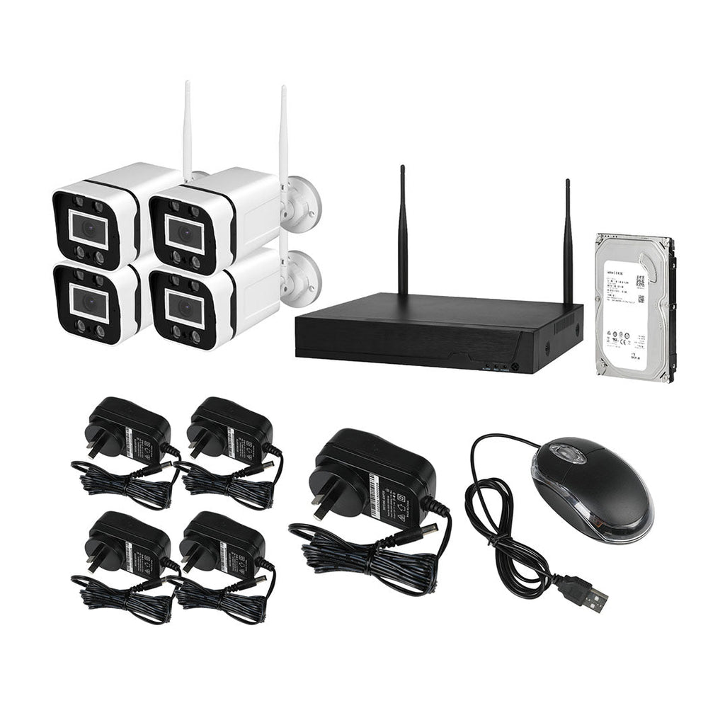 Wireless Security Camera System Set With Hard Drive Home CCTV NVR Wifi OutdoorX4