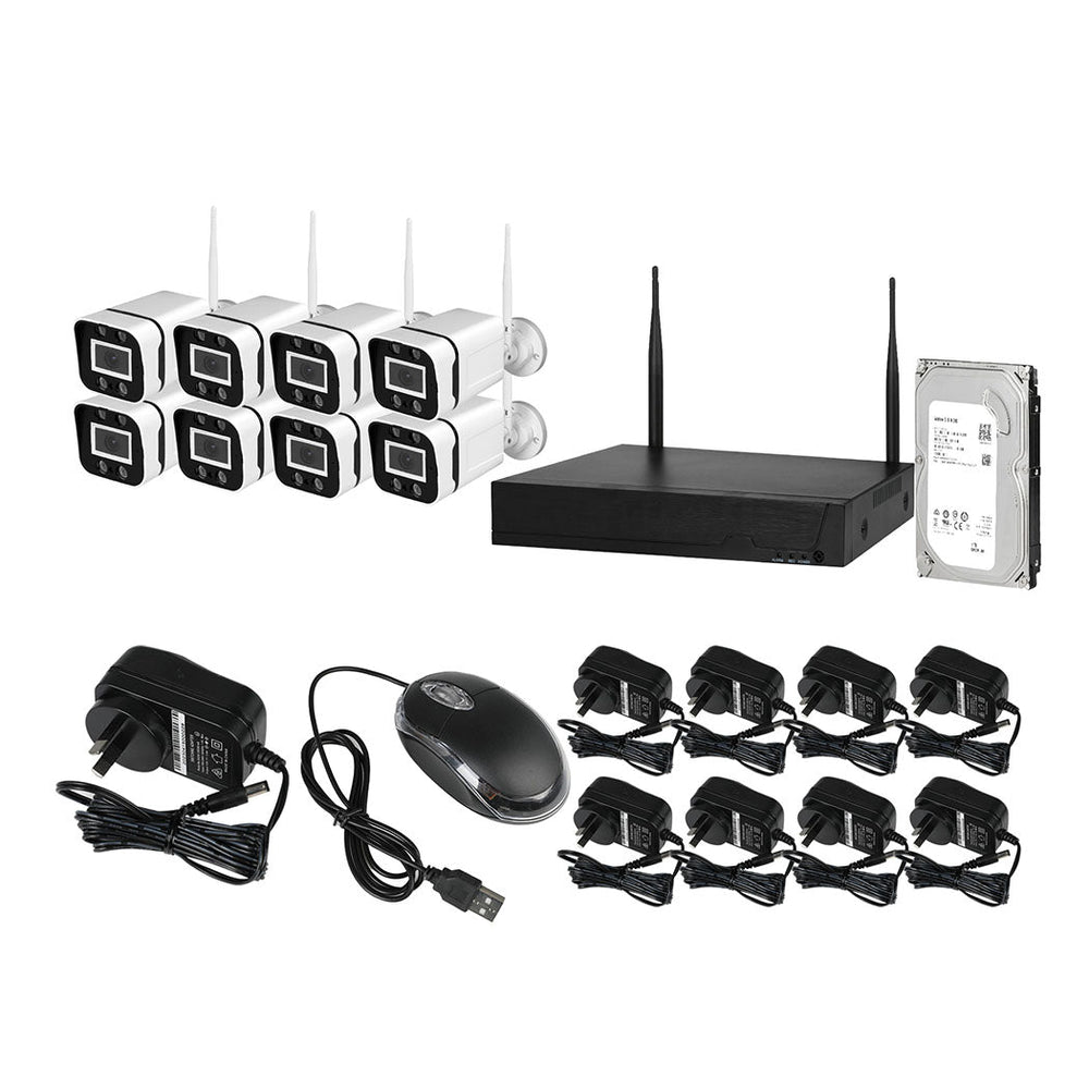 Wireless Security Camera System Set With Hard Drive Home CCTV NVR Wifi OutdoorX8