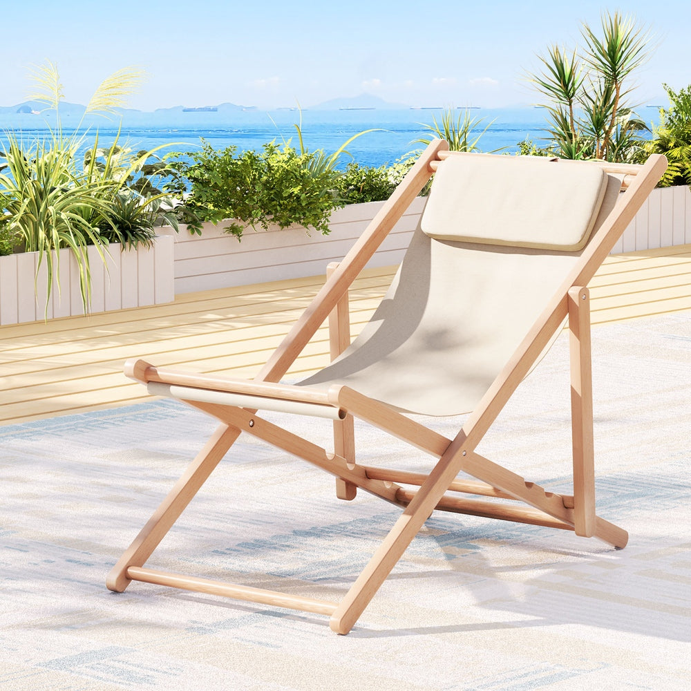 Gardeon Outdoor Beach Chair Beige