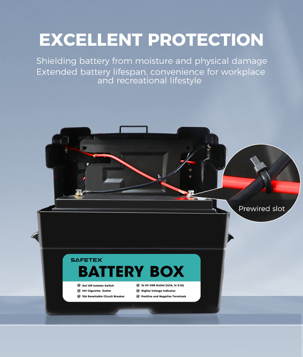 12V 135Ah AGM Battery Outdoor Rv Marine 4WD Deep Cycle &amp; W/ Strap Battery Box