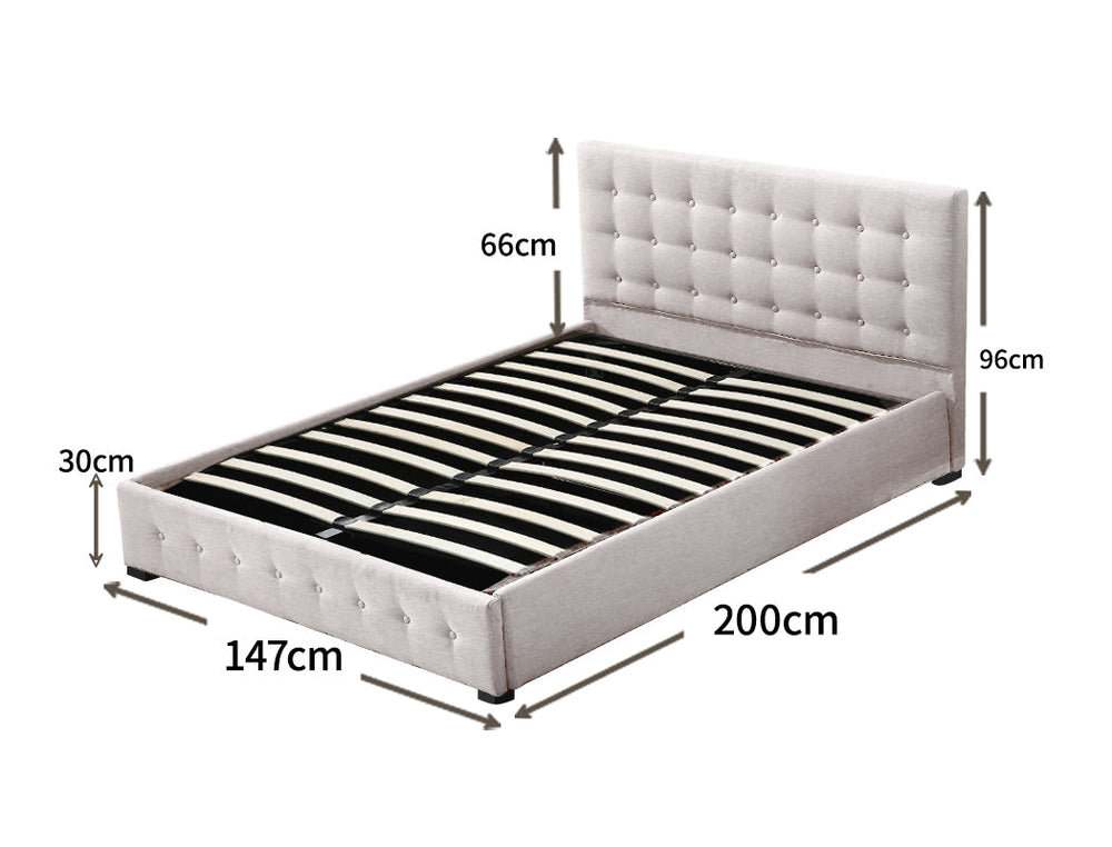 Levede Fabric Bed Frame Double Gas Lift Storage Mattress Base Platform ...