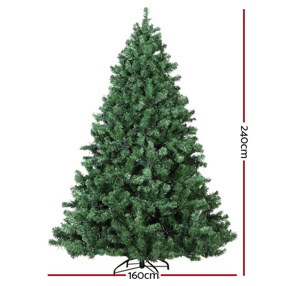 Jingle Jollys Christmas Tree 2.4M with 3190 LED Lights Warm White