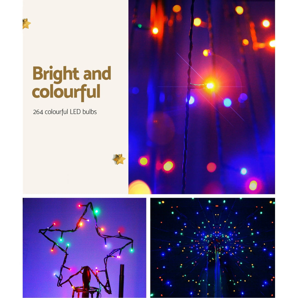 Jingle Jollys Christmas Tree 2.1M 264 LED Solar Power Multi Colour