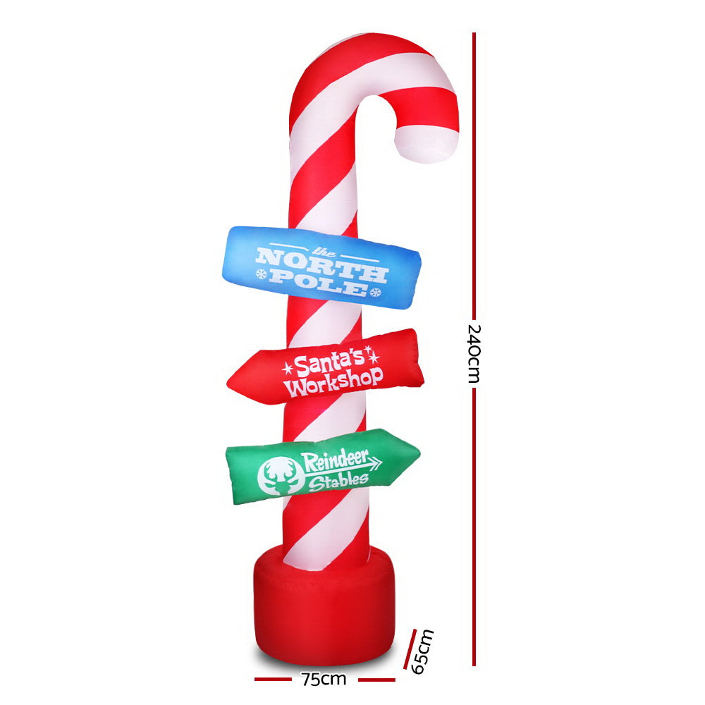 Jingle Jollys Christmas Outdoor Inflatable Candy Pole 2.4M