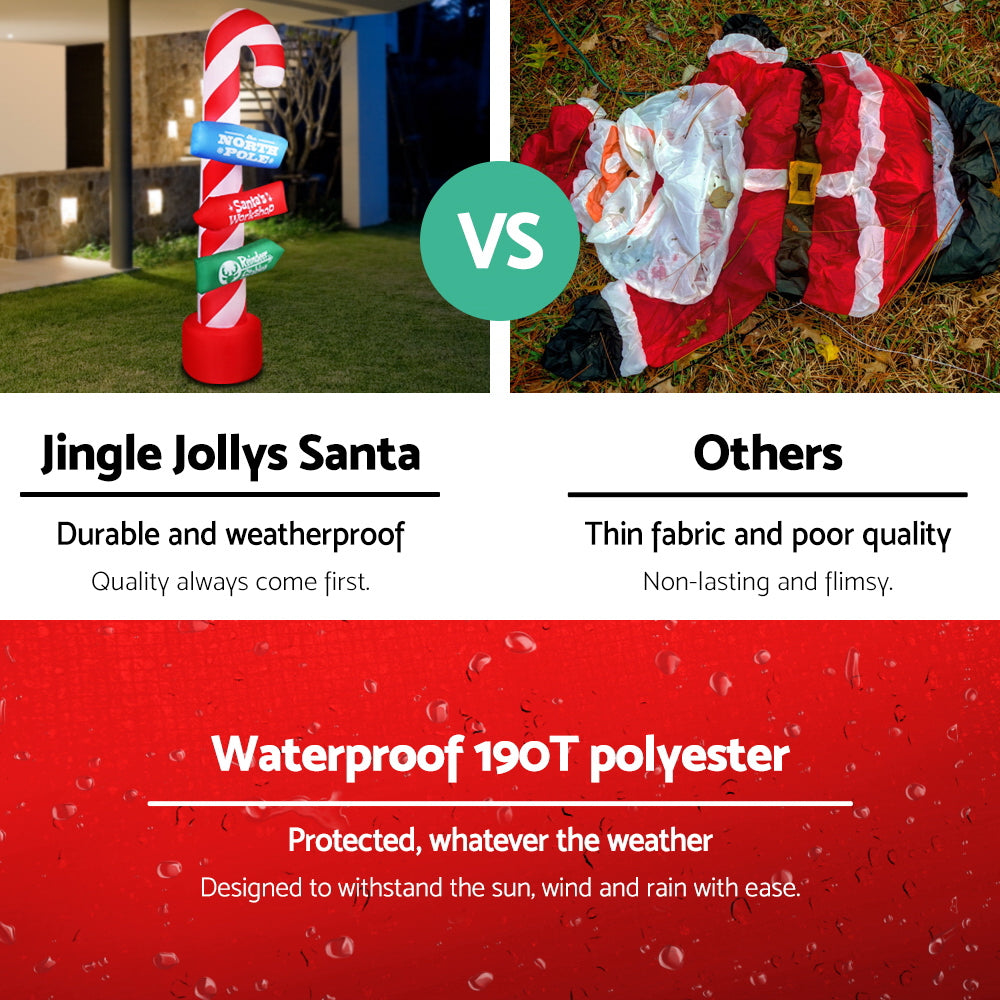 Jingle Jollys Christmas Outdoor Inflatable Candy Pole 2.4M