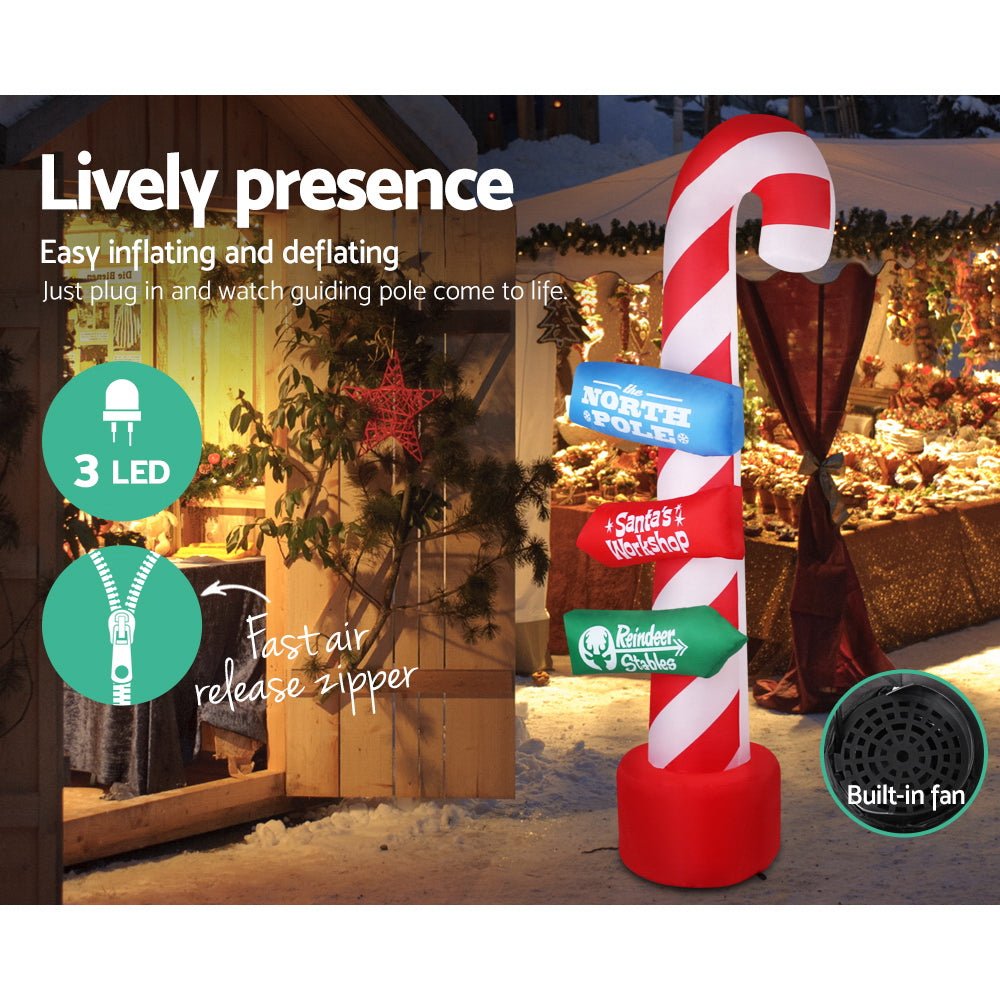 Jingle Jollys Christmas Outdoor Inflatable Candy Pole 2.4M