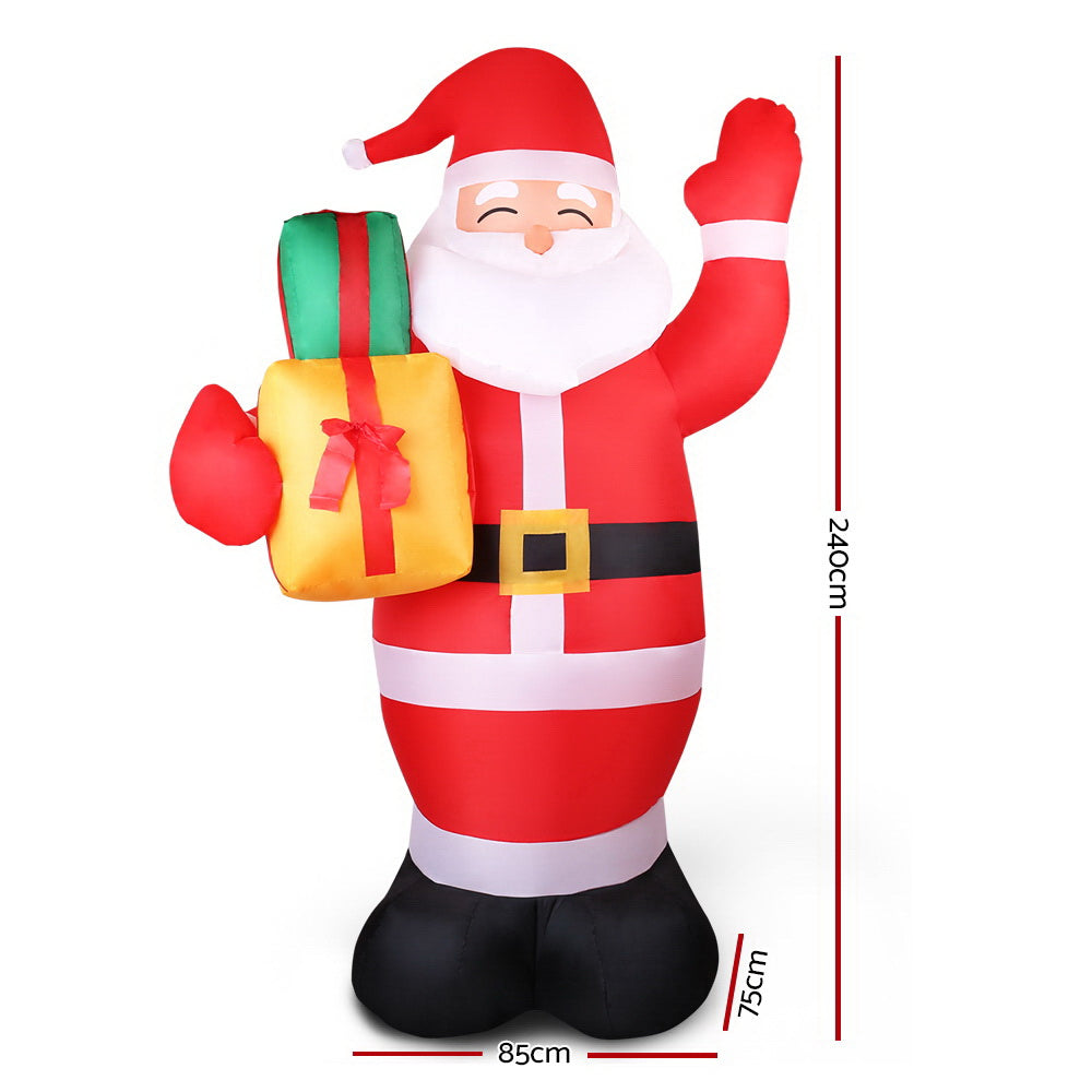 Jingle Jollys Christmas Inflatable Santa 2.4M Decoration Light