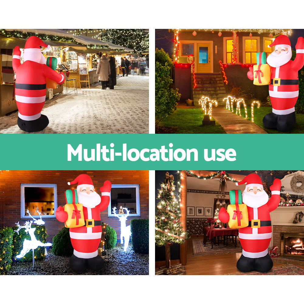 Jingle Jollys Christmas Inflatable Santa 2.4M Decoration Light